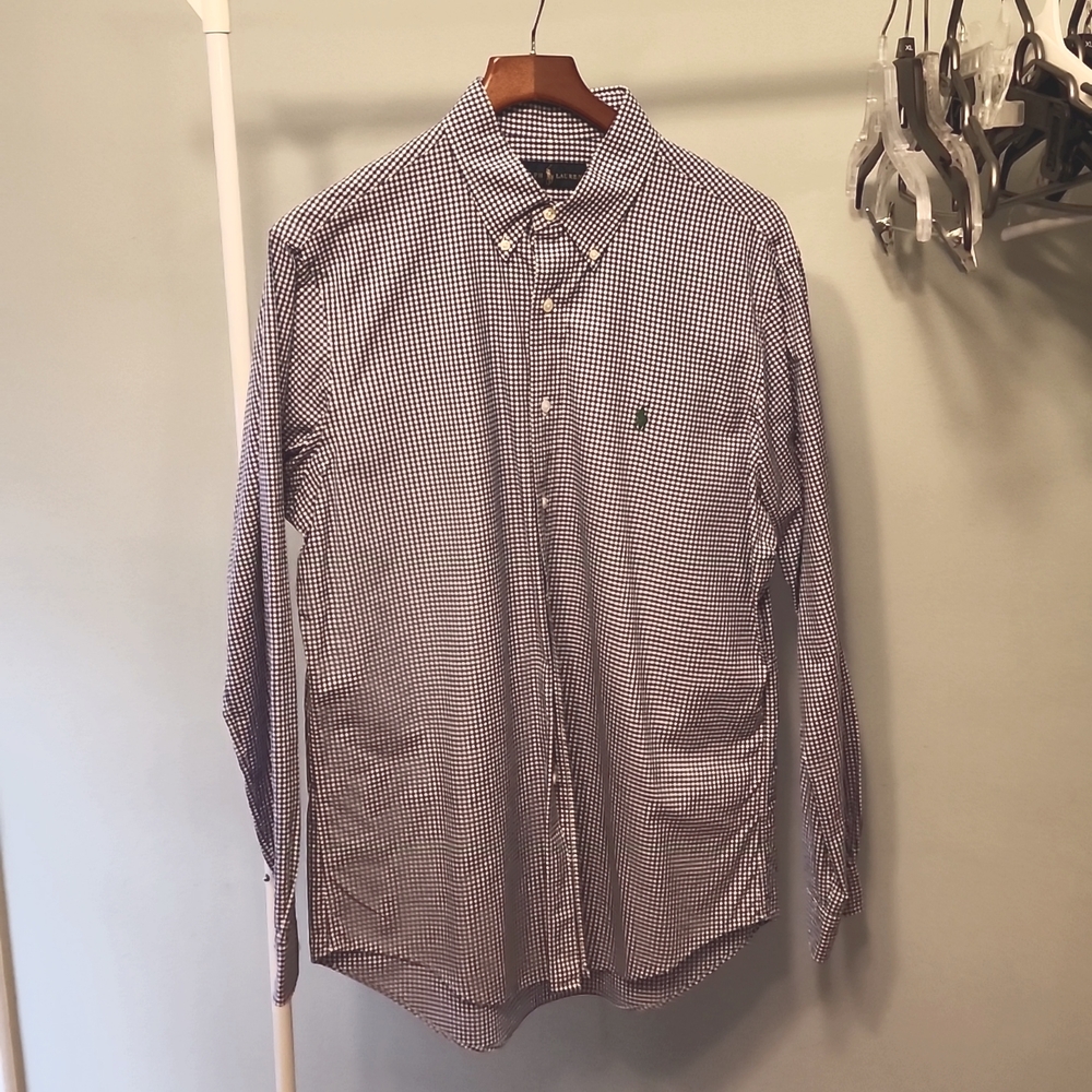 Ralph Lauren Blue Gingham Button Down Shirt